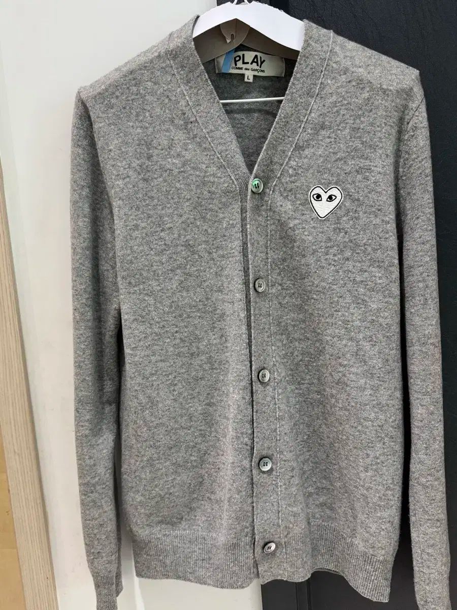 COMME des GARCONS コム デ ギャルソン カーディガン グレー ホワイトワッフェン L ドライクリーニング1台