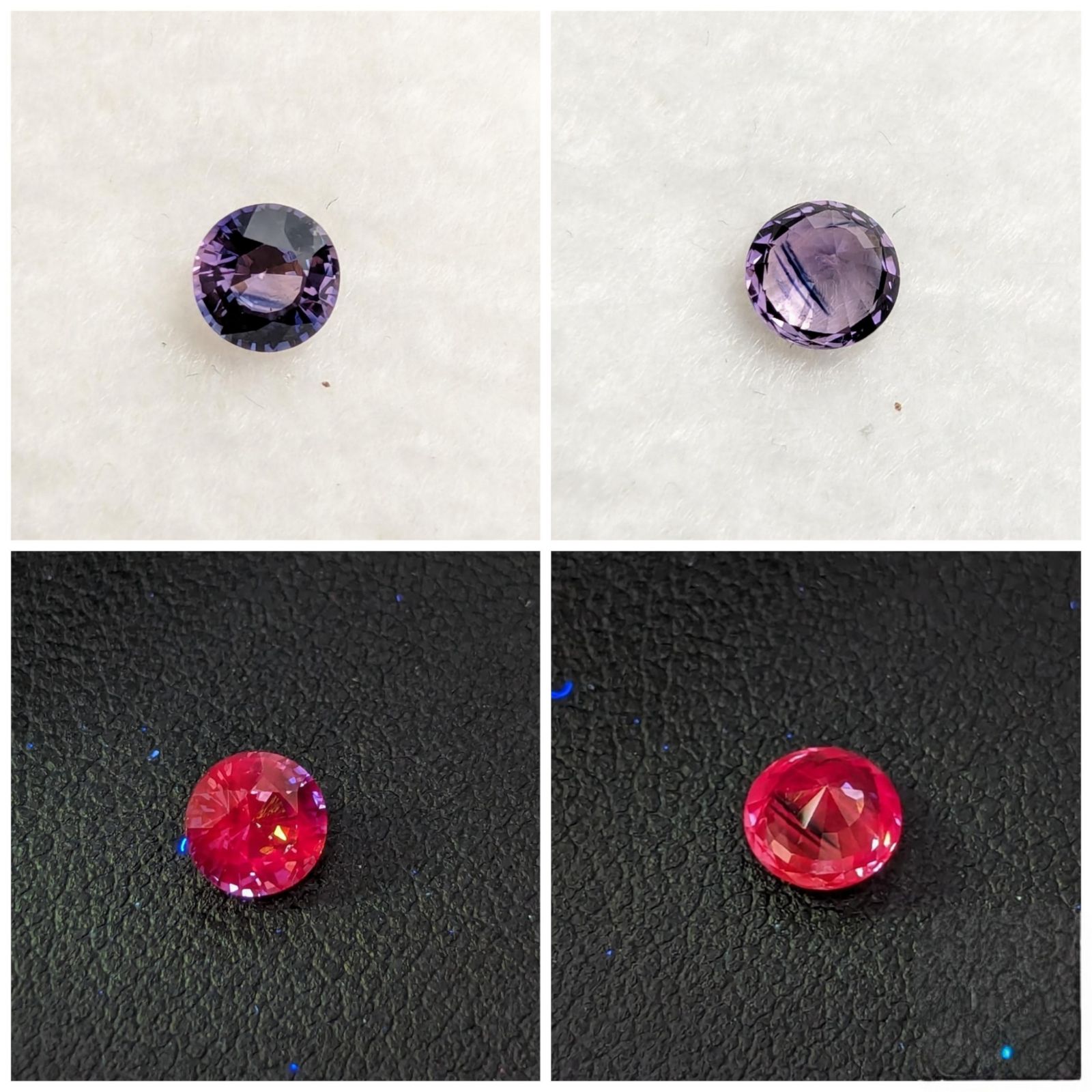 スリランカ産天然サファイア 0.69ct パープル ブルー ルース ラウンド 蛍光性