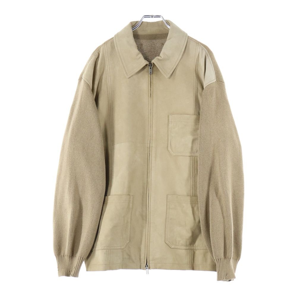 GOLDEN GOOSE DELUXE BRAND ゴールデングースデラックスブランド NEIL JACKET ネイルジャケット レザーニット切替 ダメージ加工 ジップアップジャケット ベージュ GMP02136P00184955550