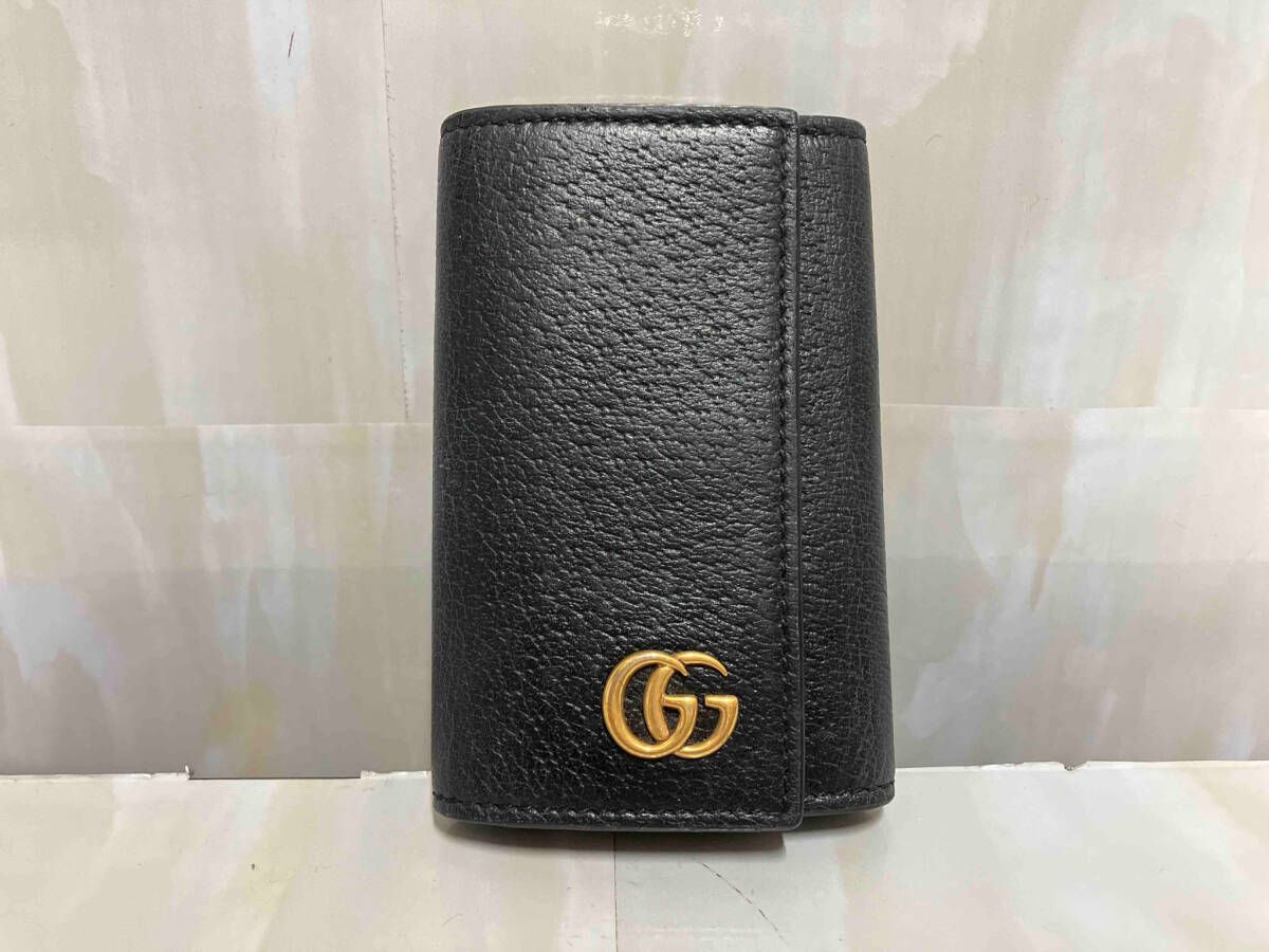 GUCCI グッチ 435305 GGマーモント 6連 キーケース ブラック レザー