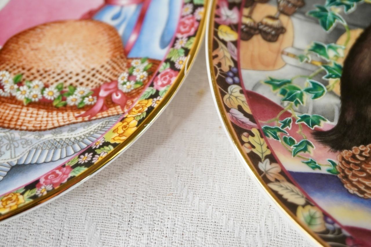 イギリス ヴィンテージ 猫 絵皿 2枚セット コレクションプレート