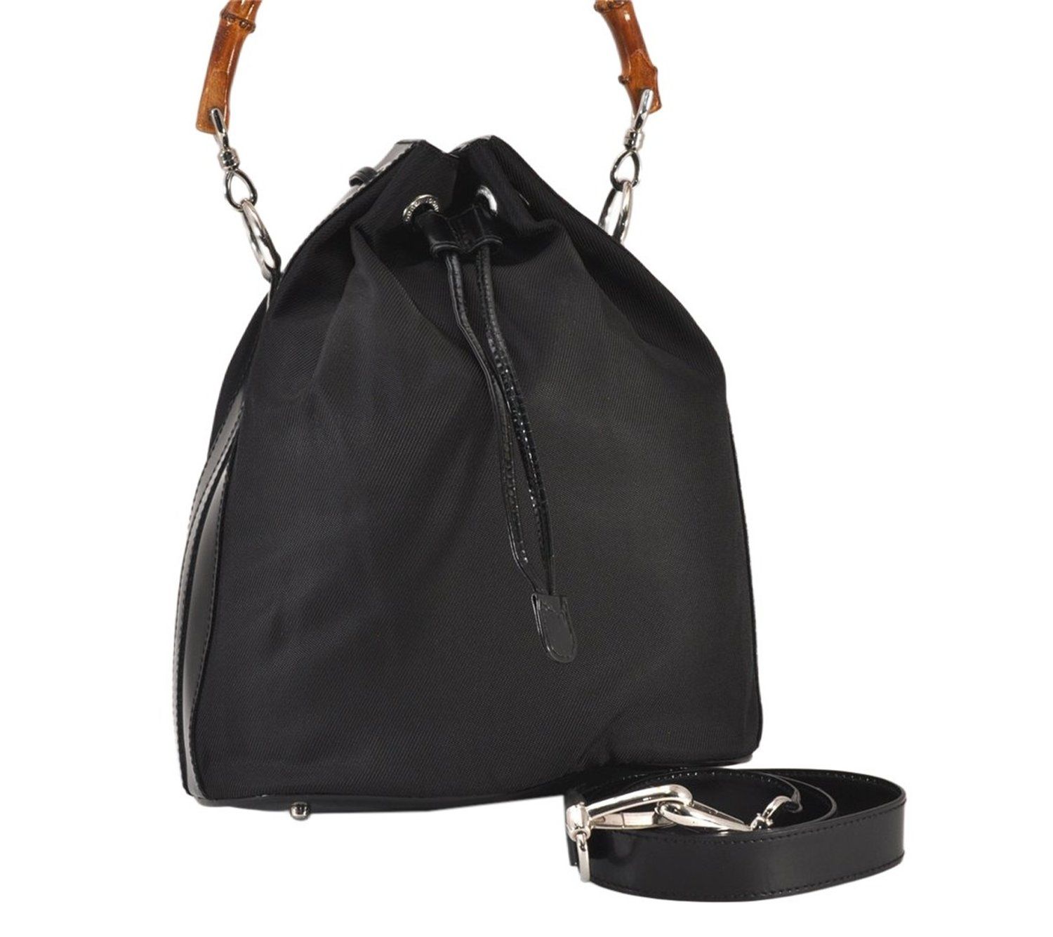 【GUCCI】 2way ショルダーバッグ 巾着 バンブー レザー ナイロン GUCCI】 2way ショルダーバッグ 巾着 バンブー レザー ナイロン