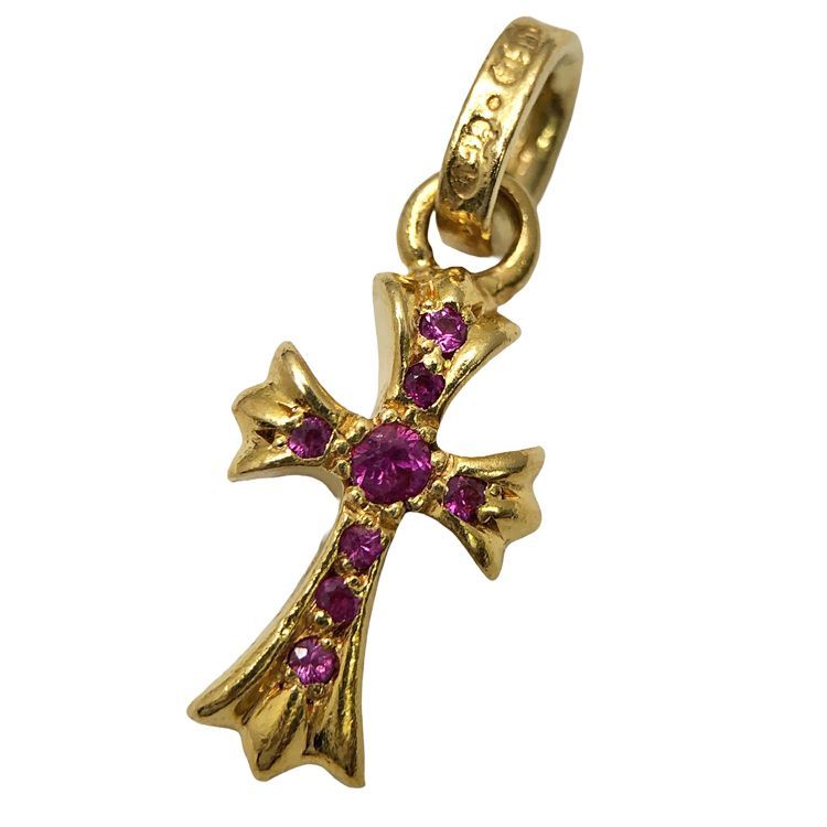 Chrome Hearts クロムハーツ 22 K CRS BBY FAT w PS ベビーファットチャーム ベイビーファットチャーム アフターピンクサファイア ネックレス トップ 22金 ゴールド