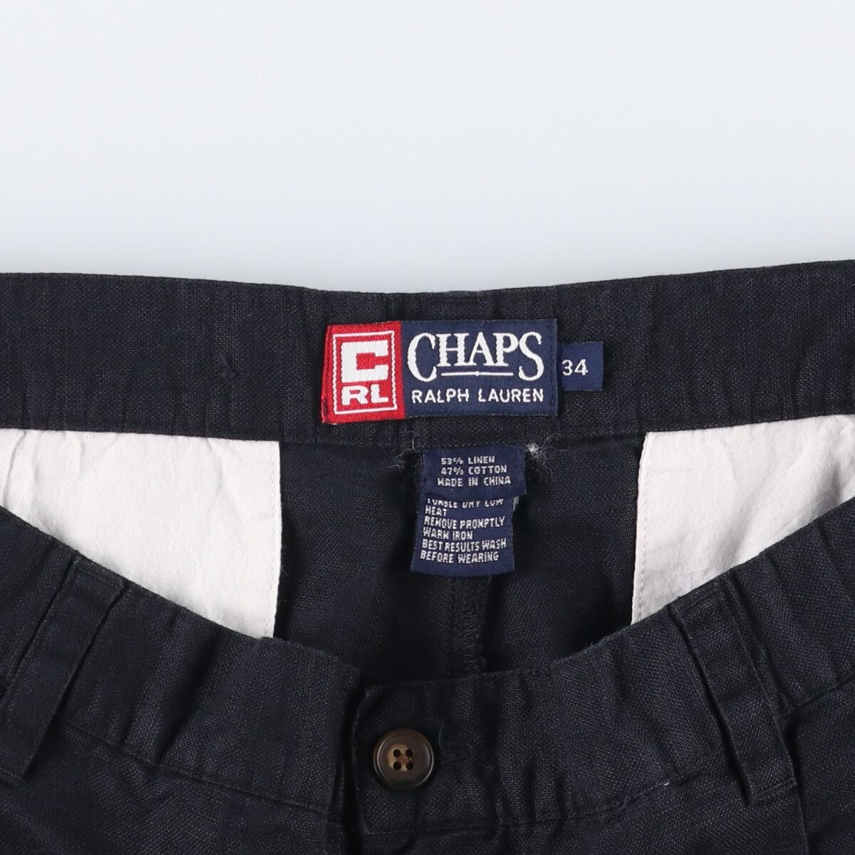 古着 ラルフローレン Ralph Lauren CHAPS チャップス ツータック リネンショーツ ショートパンツ メンズw34相当 eaa582045 KIN-KAAI_COM