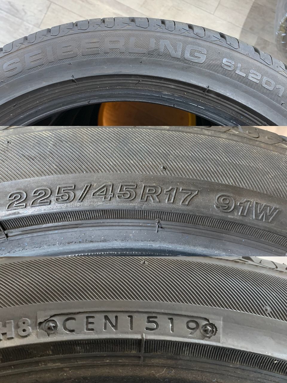 【2304065】SEIBERLING SL201 17インチ 225/45R17 2019年 6.5mm 7mm 86 BRZ レガシィ  インプレッサ BMW Z4 1シリーズ フォルクスワーゲン ゴルフ 等