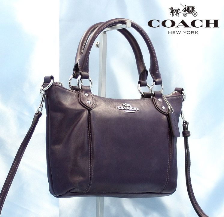 COACH コーチ サッチェル F32947 ダークパープル 2way ハンドバッグ