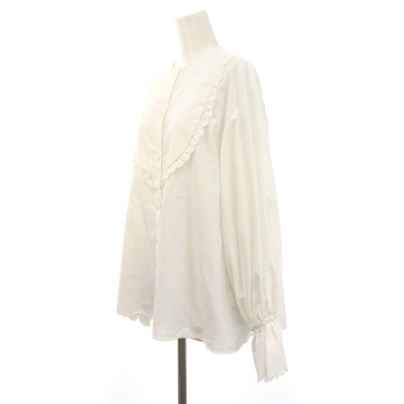 ヨリ yori 22AW スカラップカットワークブラウス ノーカラー 長袖 F