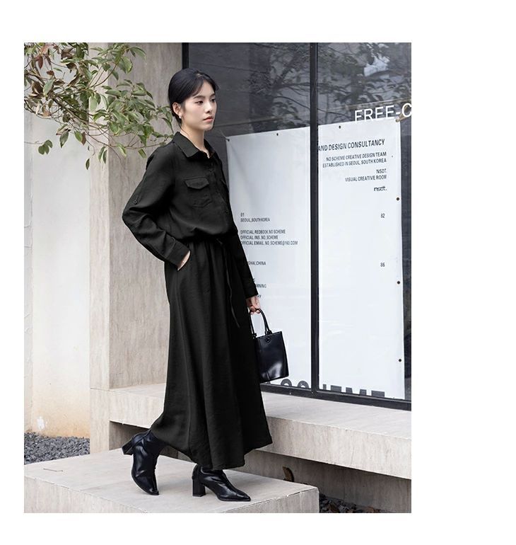 ロング シャツワンピース ワンピース 襟付き レディースファッション ゆったり 楽ちん オーバーサイズ 体型カバー マタニティ カジュアル  送料無料 ZYP29今がチャンス