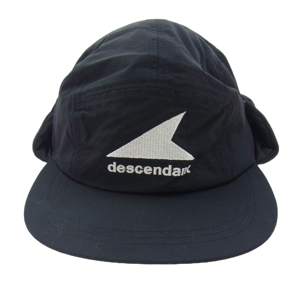 ディセンダント　DESCENDANT 黒 ナイロンキャップ DESCENDANT ディセンダント ロゴ刺繍 ナイロン フラットキャップ
