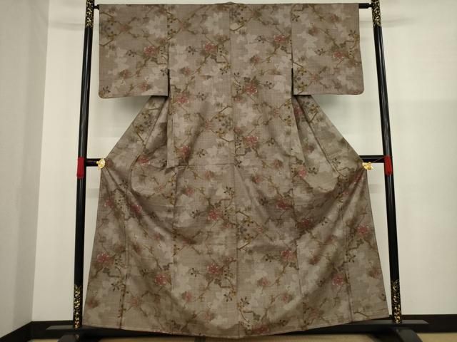 平和屋着物○本場大島紬 一元7マルキ 枝花文 正絹 逸品 未使用