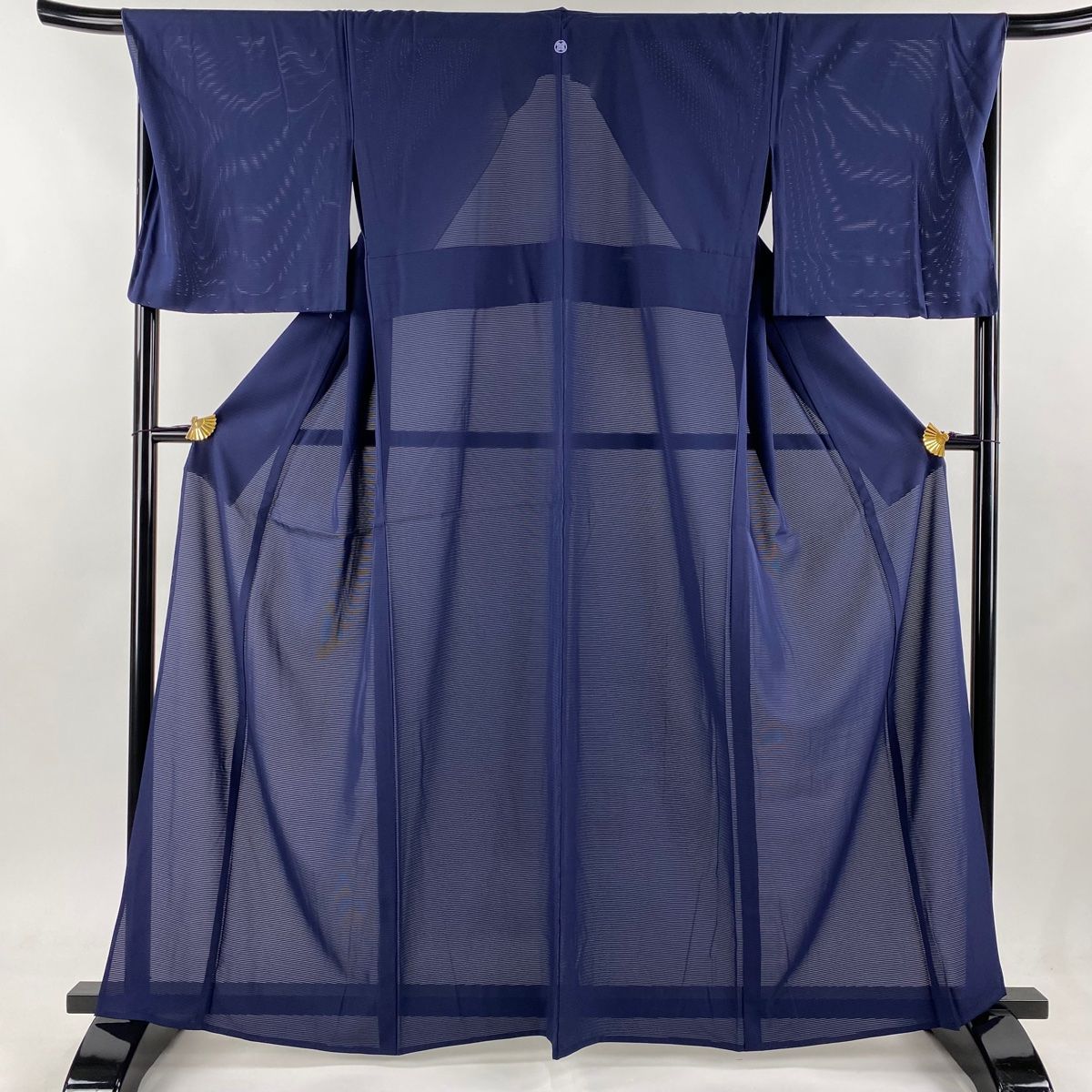色無地 身丈163.5cm 裄丈69cm L 薄物 絽 紺色 正絹 名品 一つ紋