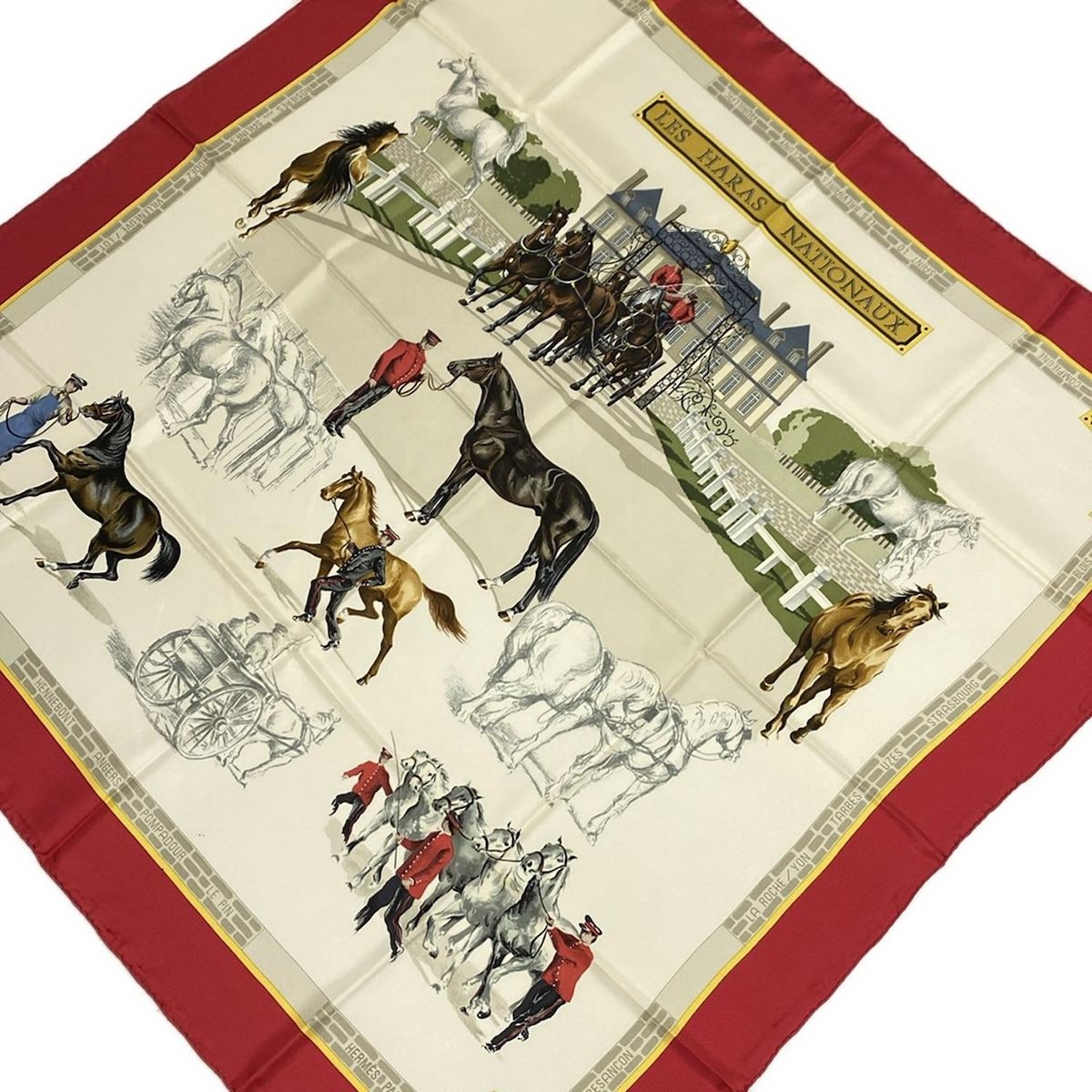 真作】【WISH】HERMES エルメス「カレ90 LES HARAS NATIONAUX