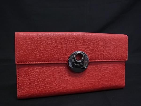 GUCCI グッチ 231835 0959 レザー 二つ折り 長財布 札入れ 小銭入れ カード入れ ウォレット レディース レッド系 FG4757