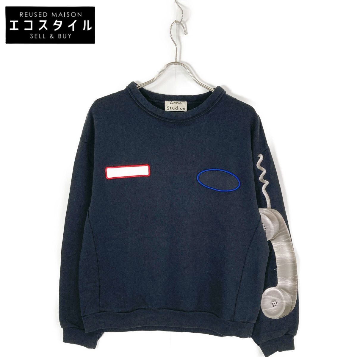 ACNE STUDIOS アクネ ストゥディオズ 2HC175 ﾌﾞﾗｯｸ ﾎﾟｯﾌﾟｸﾞﾗﾌｨｯｸ ｽｳｪｯﾄ 