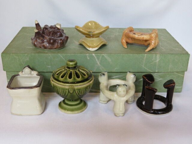 不老園窯造 色変り 七種蓋置 共箱 共箱 七月◇特売品）不老園作 色変り 七種蓋置〔上作〕【税込、送料込