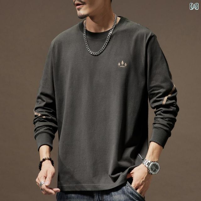 2XL 秋冬 コーデ メンズ 服 シンプル ファッション オシャレ 大人 かっこいい 大きいサイズ ストリート 紳士服 シンプル アメリカン 長袖 T シャツ ラウンドネック トップス