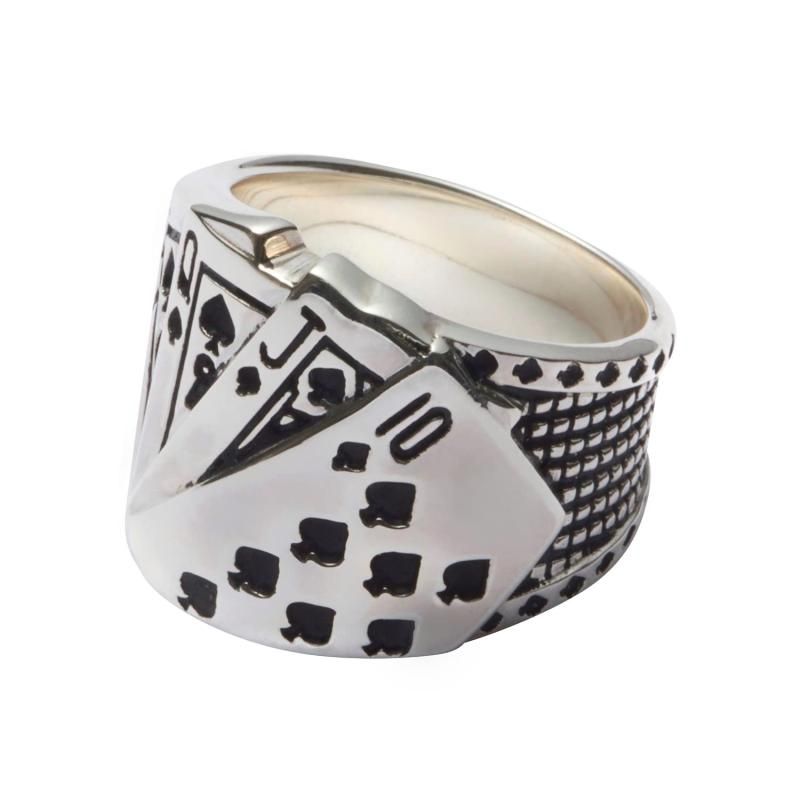 NYN-JEWELRY -quot-ROYAL STRAIGHT FLUSH-quot- RING シルバー925 ロイヤルストレートフラッシュリング 指輪 メンズ トランプモチーフ 19号