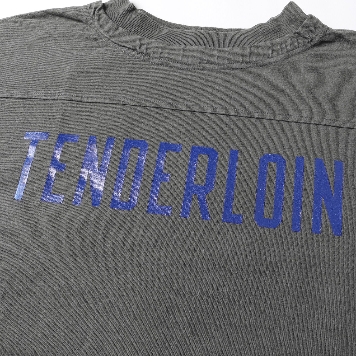 TENDERLOIN テンダーロイン Tシャツ サイズ:L ブランドロゴ 7分袖 フットボール (FOOTBALL SHT) クルーネック 20AW チャコール トップス カットソー ロンT ストリート カジュアル ブランド【メンズ】