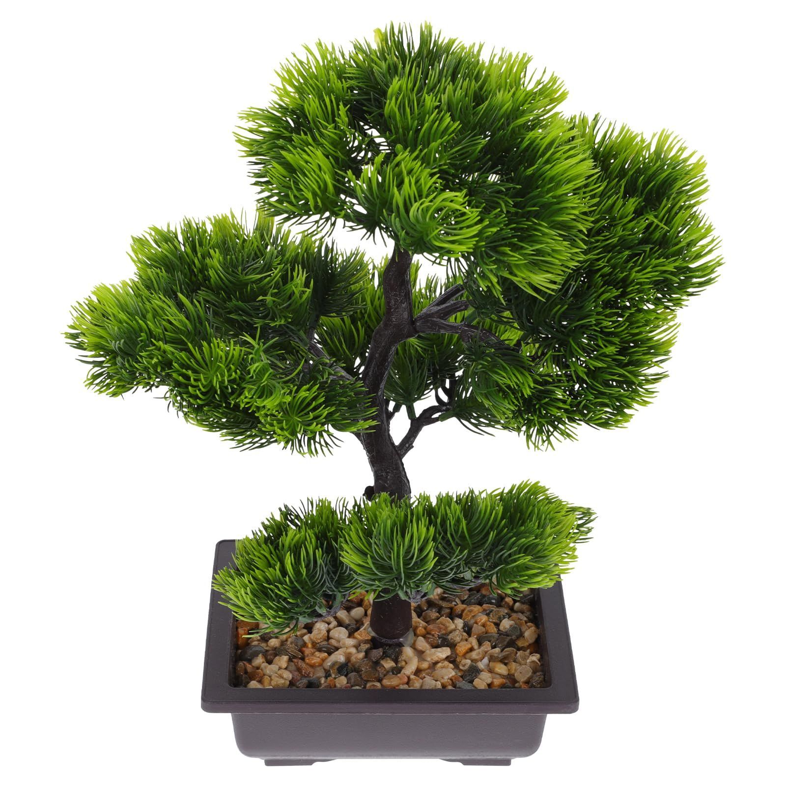 Lurrose 盆栽 人工観葉植物 大型 松 33ｘ27ｘ15cm 観葉 造木 人工樹木 水不要 枯れない インテリア 贈り物 装飾り おしゃれ 完成品