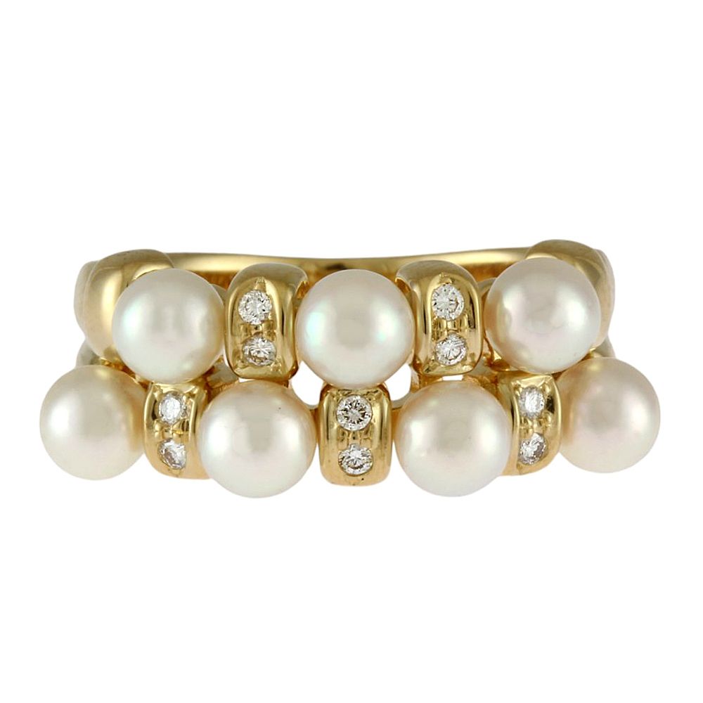 フラワー リング 指輪 7.5号 18金 K18イエローゴールド 拭える アコヤ  