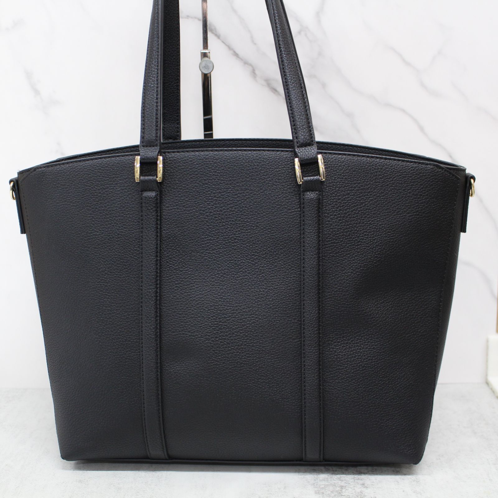 S010)【極美品】Samantha Vega ビジュー トートバッグ レザー ブラック 