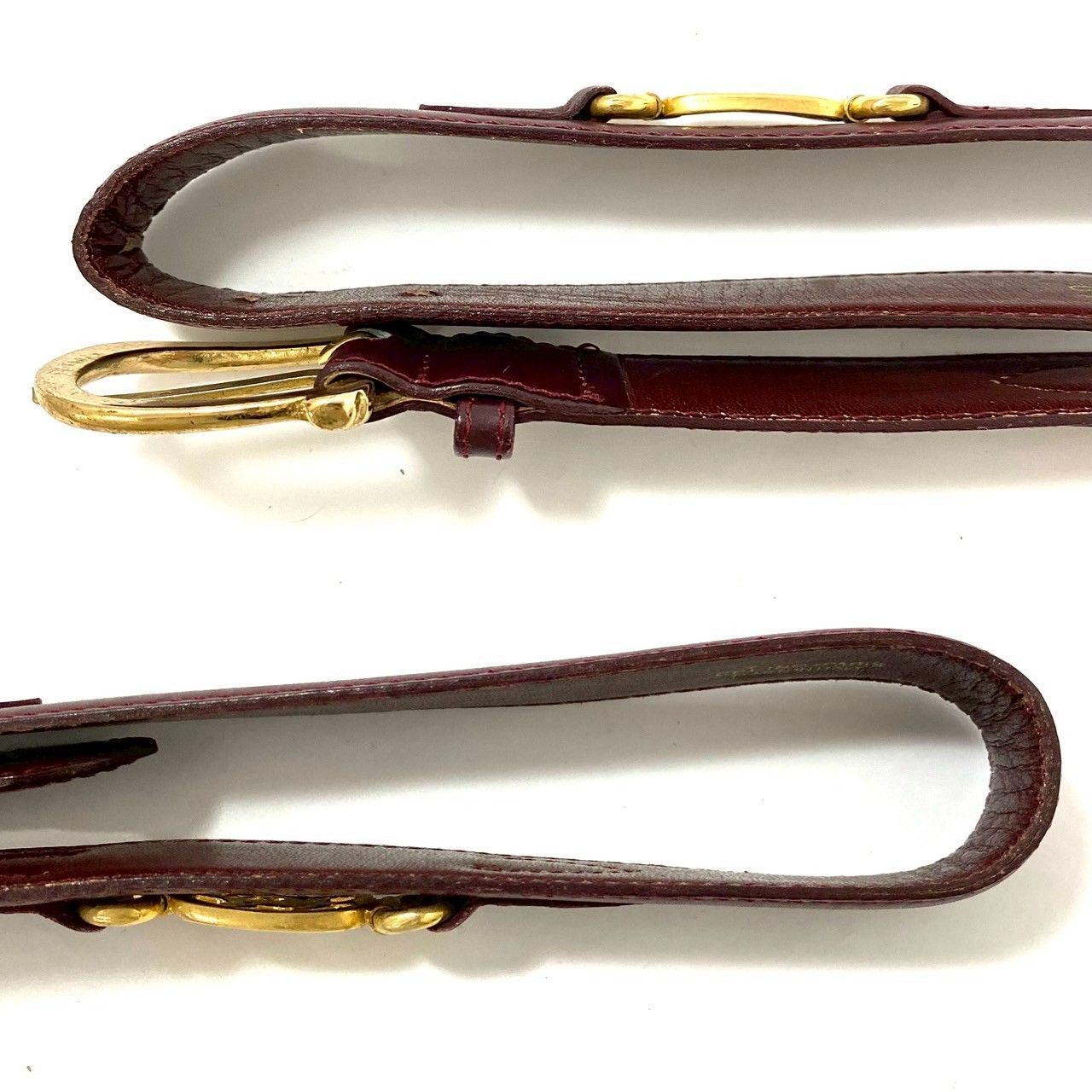 CH【CELINE】馬車 ベルト 60 レザー ボルドー ゴールド/金金具