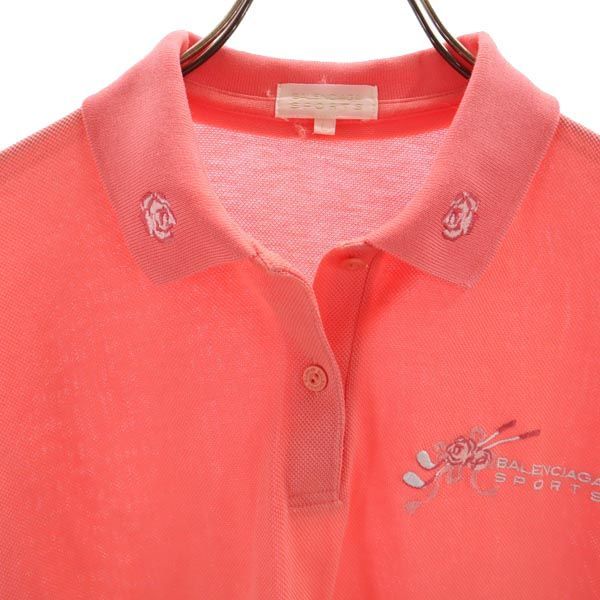 バレンシアガ スポーツ ゴルフウェア L ピンク系 BALENCIAGA SPORT 刺繍 鹿の子 レディース 【中古】 【230615】 バレンシアガ スポーツ ゴルフウェア L ピンク系 BALENCIAGA SPORT 刺繍 鹿の子 レディース 【230615】