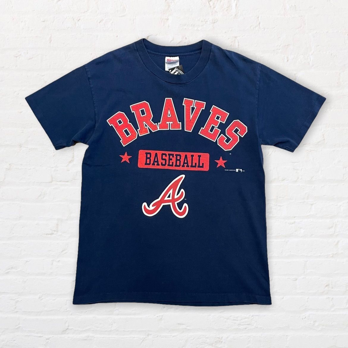 チーム系☆】USA製♪ MLB ブレーブス 半袖Tシャツ ネイビー L