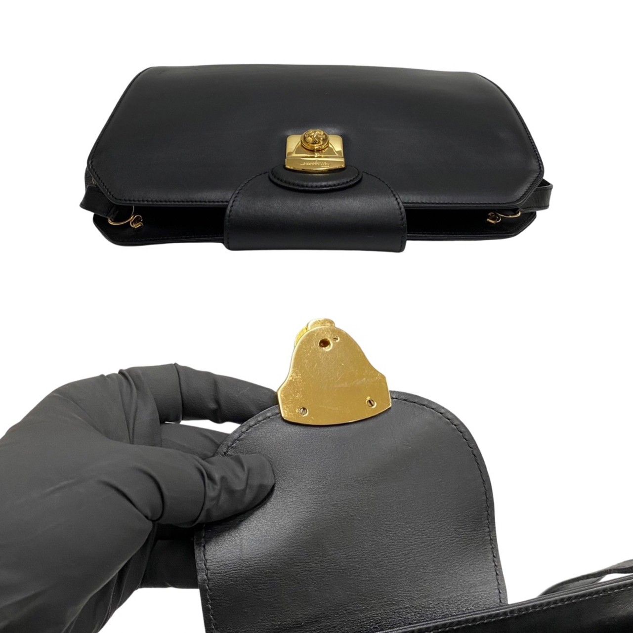 極 美品 Salvatore Ferragamo フェラガモ パンプス ロゴ 金具 レザー 