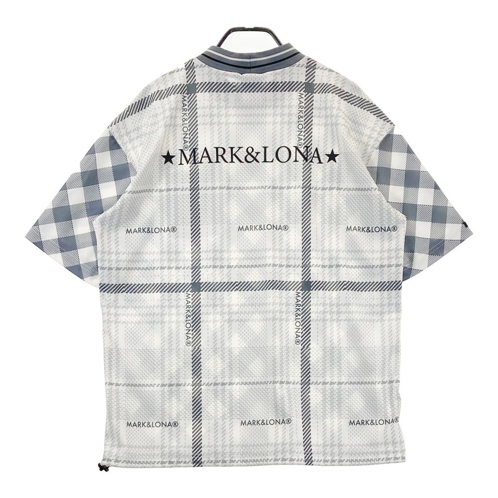 サイズ 50 MARK LONA マークアンドロナ モデル ハイネック 半袖Tシャツ チェック柄 グレー系 ゴルフウェア メンズ ストスト