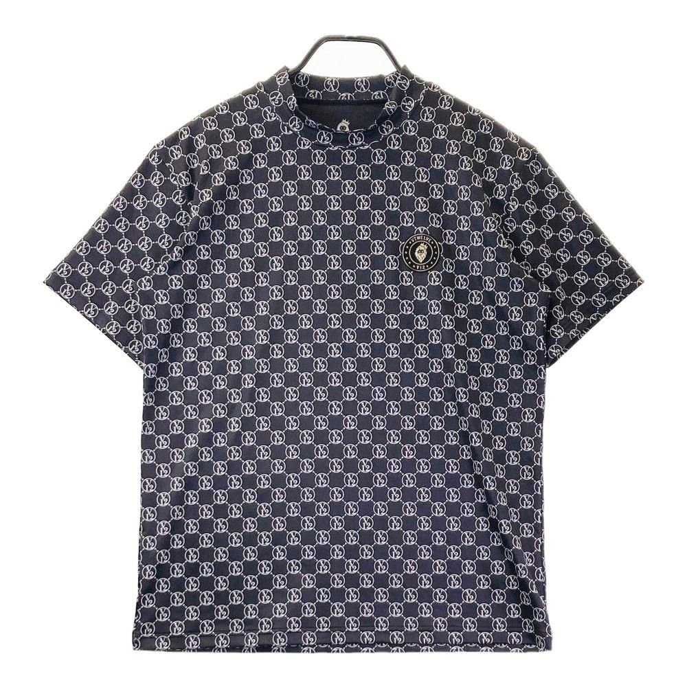 サイズ L V12 ヴィトゥエルヴ 2025年モデル モックネック半袖Tシャツ 総柄 ブラック系 240101465854 ゴルフウェア メンズ ストスト