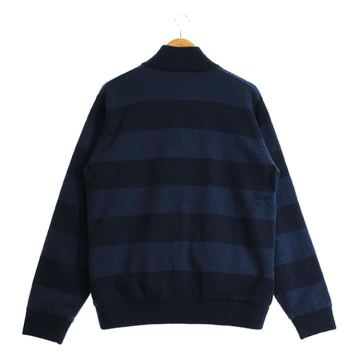 Aランク マンシングウェア メンズ Lサイズ 長袖ニットジャケット 秋冬 ネイビー系 古着ゴルフウェア