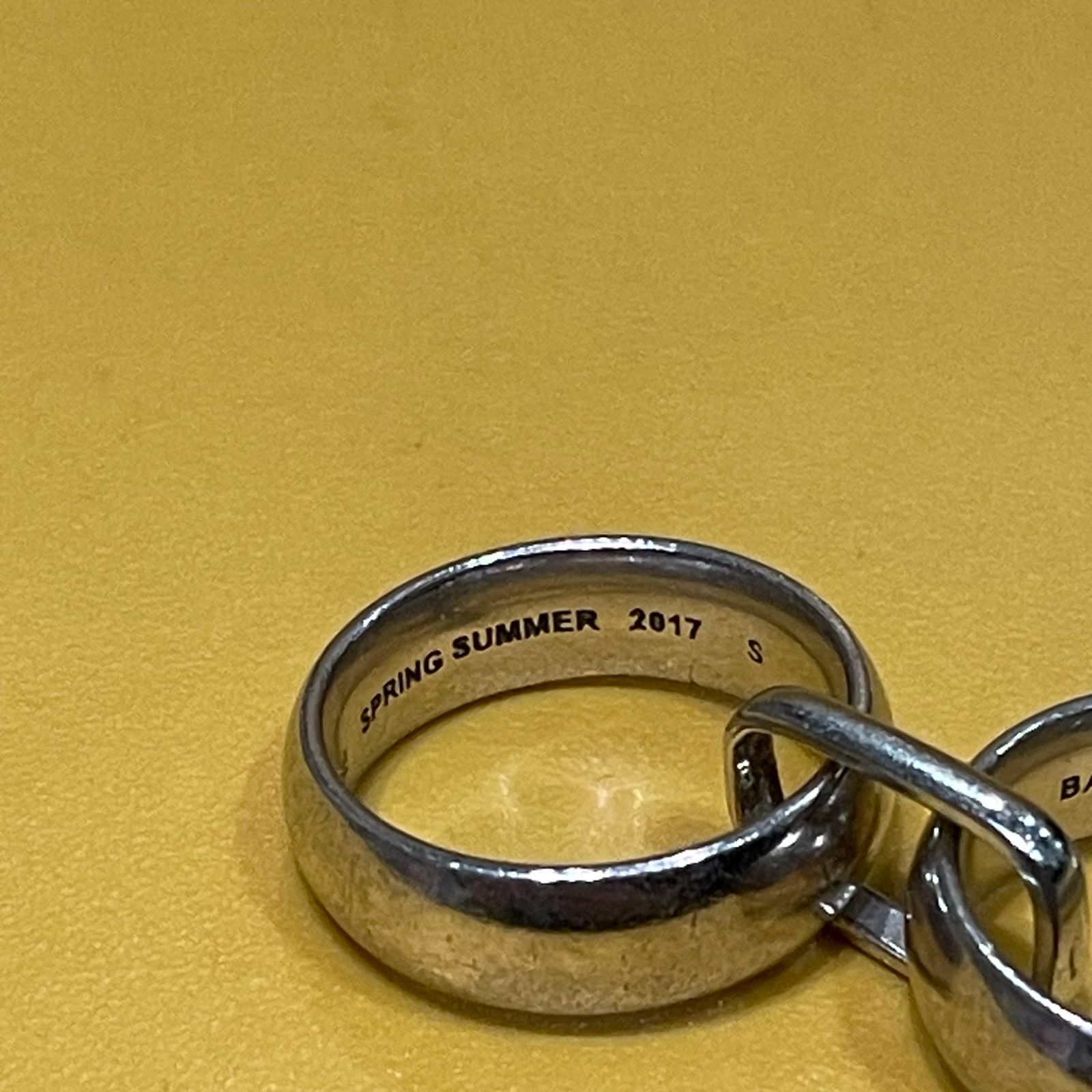 BALENCIAGA シルバーリング 指輪 BALENCIAGA - BALENCIAGA リング ロゴ FORCE STRIPED 指輪の通販