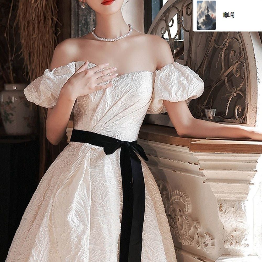 ウェディングドレス ウエディングドレス パフスリーブ オフショルダー