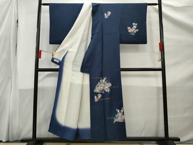 平和屋着物○中国三大刺繍 相良刺繍 訪問着 絞り 草花文 正絹