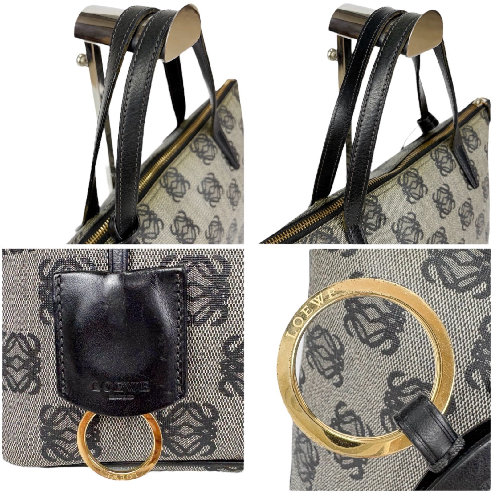 ロエベ LOEWE ミニトートバッグ リピートアナグラムロゴ ネイビー 紺色 