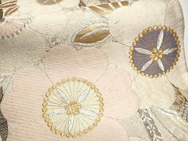 平和屋着物●佐賀錦　六通柄袋帯　草花間道　金銀糸　正絹　逸品　CAAY2511hy 平和屋着物○佐賀錦 六通柄袋帯 草花間道 金銀糸 正絹 逸品 CAAY2511hy