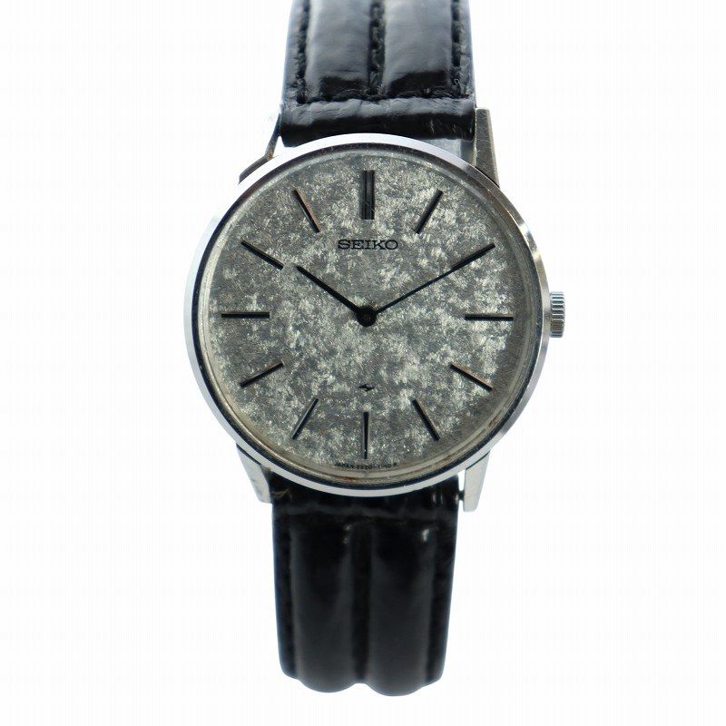 セイコー SEIKO シャリオ 腕時計 ウォッチ 手巻き レザーベルト ロゴ シルバー色 黒 ブラック 2220-0430 GY18 /MQ