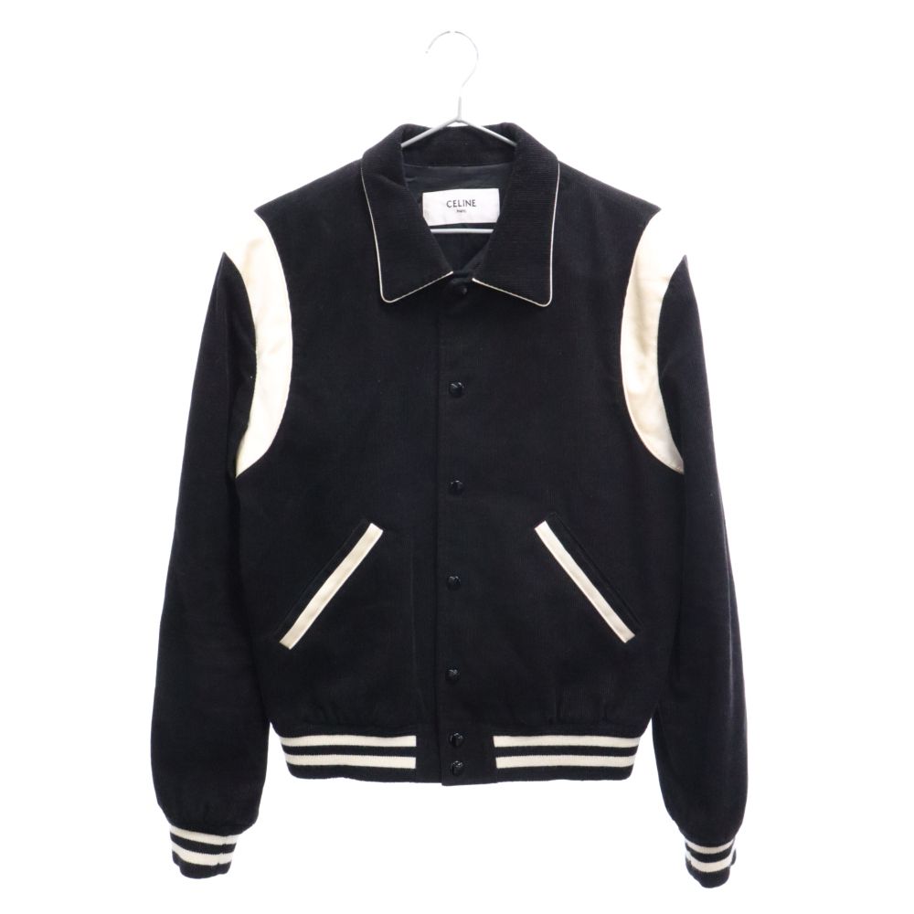 CELINE セリーヌ 19AW Teddy Jacket in Corduroy コーデュロイ テディジャケット ブルゾン スタジアムジャケット スタジャン サテン切替 ブラック 2V191824D CELINE (セリーヌ) 19AW Teddy Jacket in Corduroy コーデュロイテディ