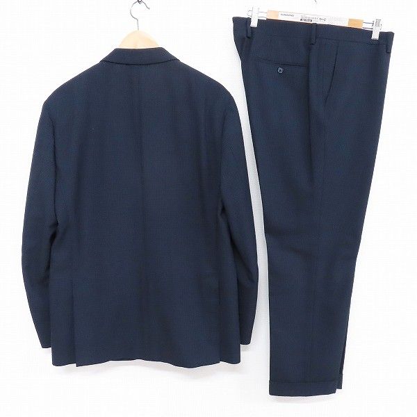 anc ラルディーニ LARDINI シングルスーツ 56 紺 黒 S2B チェック ブートニエール付き イタリア製 メンズ 959476