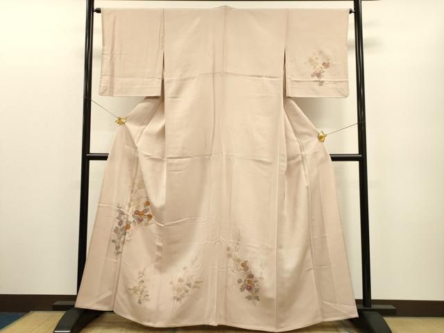 平和屋着物□長襦袢 無双仕立て 芝草地紋 生成り色 正絹 逸品