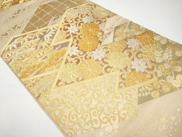 平和屋着物□極上 西陣 川島織物 六通柄 本袋帯 花唐草文 金銀糸 逸品