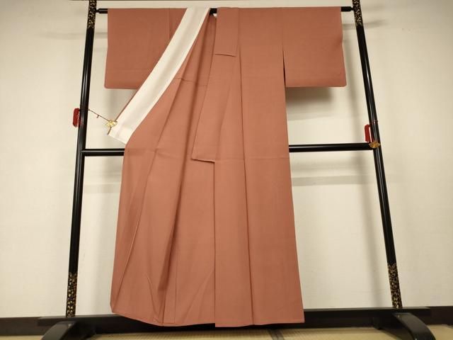 平和屋着物*夏物 色無地 絽 赭色 正絹 AABC1917jd