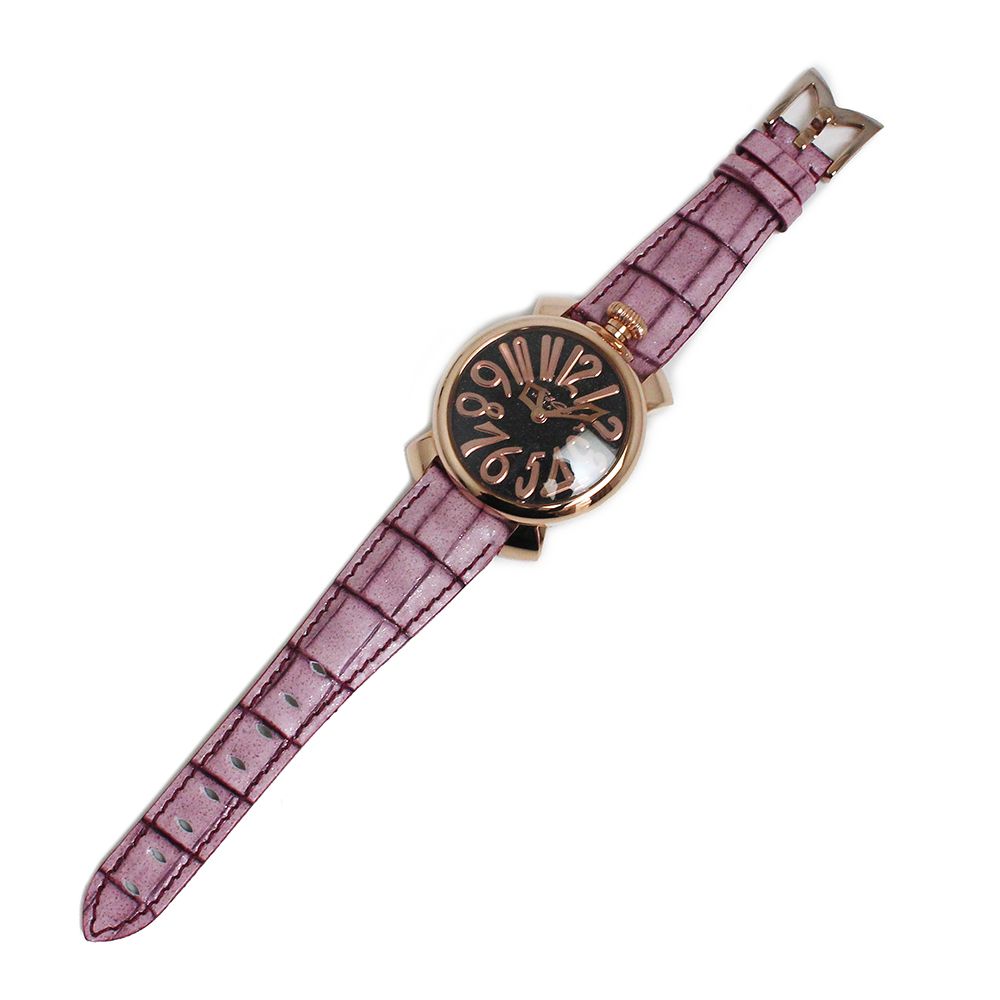 GaGa MILANO （未使用　展示品）ガガミラノ GaGa MILANO マヌアーレ 40MM スターダスト クォーツ 腕時計 型押しカーフレザー ピンクラメ 5221.01
