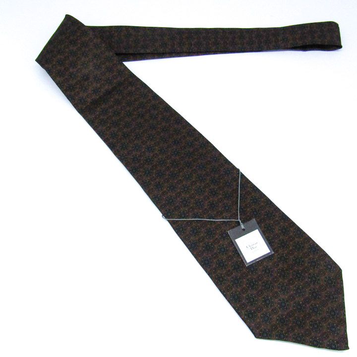 クリスチャンディオール ブランド ネクタイドット 花柄 シルク 未使用