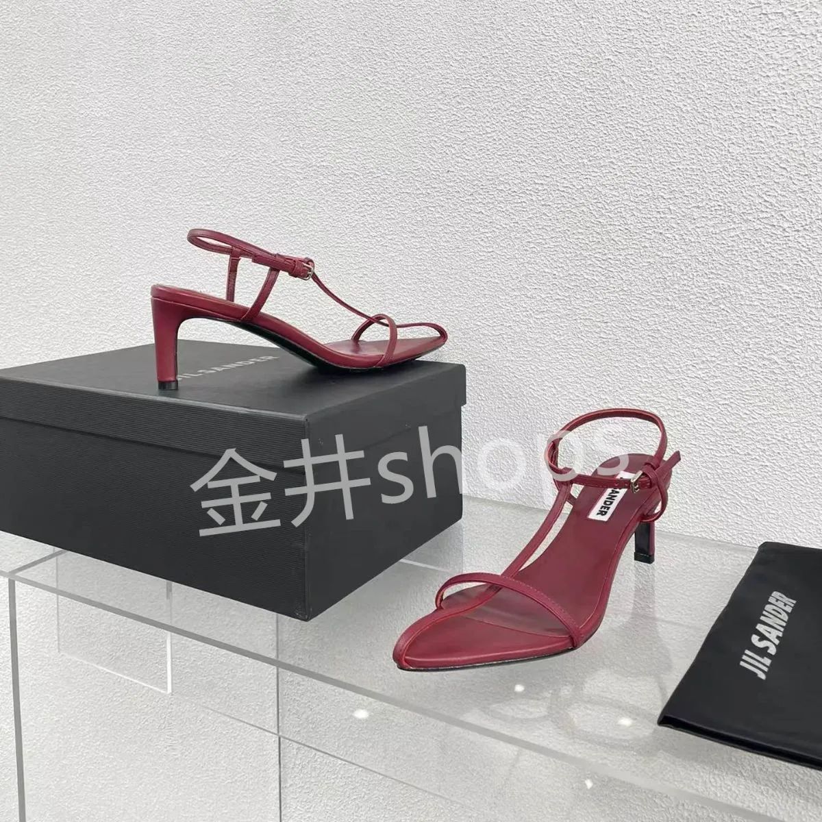 JIL SANDERレザーサンダル（JIL SANDER チャンキーヒール レザー 