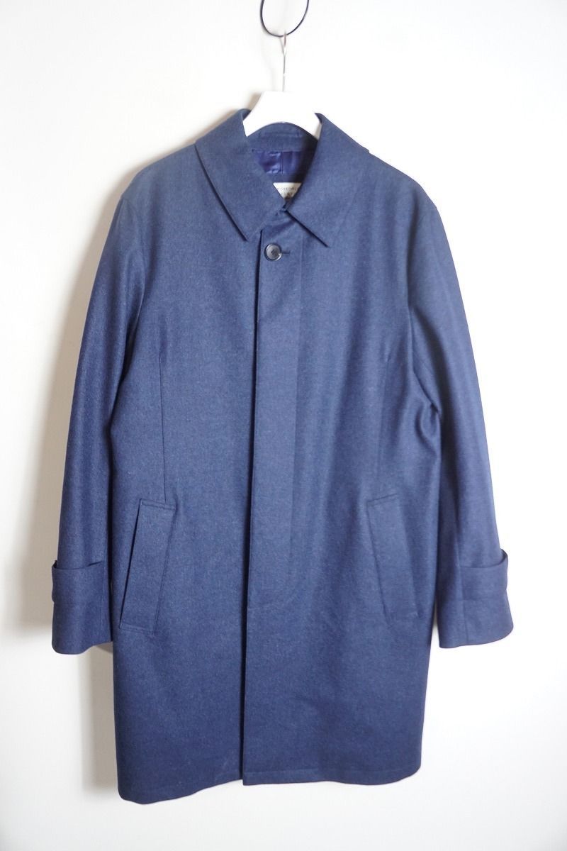 正規 TOMORROWLAND PILGRIM トゥモローランド ピルグリム BAL COLLOR COAT ステンカラー ウール コート 61-09-74-09106 青 サイズ50 922P 2