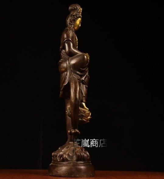 自在観音 置物 銅器 観音菩薩仏像 書道具 文房具装飾品 工芸品 美術品 銅器 観音菩薩仏像 書道具 文房具装飾品 工芸品 美術品 自在観音