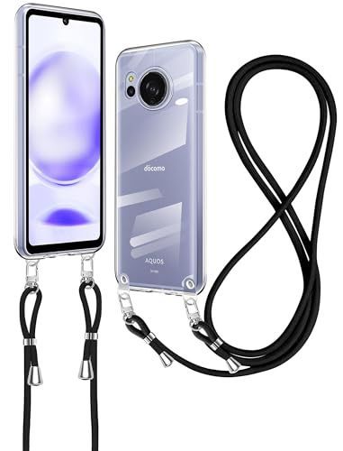 AQUOS Sense8_クリア AQUOS Sense8 ケース クリア ショルダー aquos sense8 スマホケース SH-54D SHG11 ケース 肩掛け 斜めかけ 縄掛け ケース ストラップ付き スマホケース 透明 TPU AquosSense