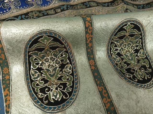 平和屋着物●豪華黒留袖　作家物　泰常　更紗花文　銀彩　正絹　逸品　AABA4484np 平和屋着物○豪華黒留袖 作家物 泰常 更紗花文 銀彩 正絹 逸品